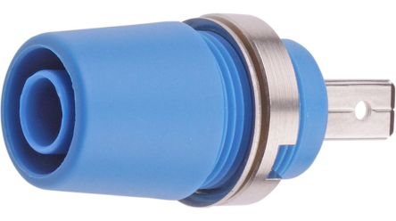 Staubli Blue Socket Banana Socket, 4 mm Connector, M4 Thread Termination, 20A, 1kV, Nickel Plating [23.3110-23]; 564-653