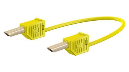 Staubli Test lead, 19A, 30 → 60V, Yellow, 100cm Lead Length [28.0056-10024]; 564-681