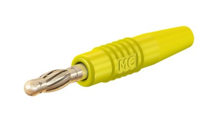 Staubli Yellow Plug Banana Plug, 4 mm Connector, Solder Termination, 32A, 30 → 60V, Gold Plating [64.1020-24]; 564-706