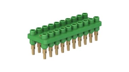 Staubli Green Socket Banana Socket, 2mm Connector, Solder Termination, 10A, 30 → 60V, Gold Plating [63.9358-25]; 564-712