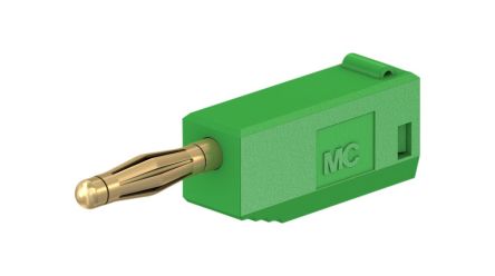 Staubli Green Plug Banana Plug, 2mm Connector, Solder Termination, 10A, 30 → 60V, Gold Plating [22.2616-25]; 564-714