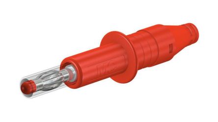 Staubli Red Plug Banana Plug, 4 mm Connector, Screw Termination, 32A, 600V, Nickel Plating [66.9584-22]; 564-724