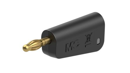 Staubli Black Plug Banana Plug, 4 mm Connector, Solder Termination, 32A, 30 → 60V, Gold Plating [64.1043-21]; 564-729