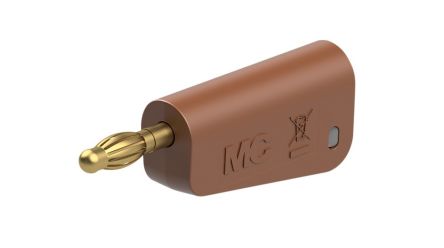 Staubli Brown Plug Banana Plug, 4 mm Connector, Solder Termination, 32A, 30 → 60V, Gold Plating [64.1043-27]; 564-730