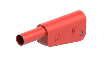 Staubli Red Plug Banana Plug, 4 mm Connector, Solder Termination, 32A, 600 → 1000V, Nickel Plating [66.2022-22]; 564-733