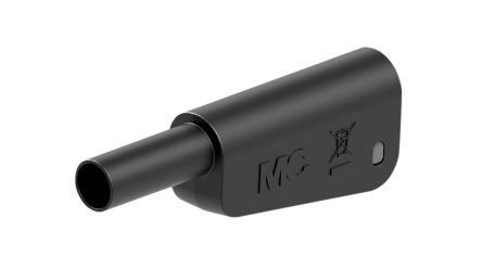 Staubli Black Plug Banana Plug, 4 mm Connector, Screw Termination, 32A, 600 → 1000V, Gold Plating [66.2025-21]; 564-736