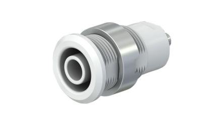 Staubli White Socket Banana Socket, 4 mm Connector, Solder Termination, 24A, 1kV, Nickel Plating [49.7049-29]; 564-745