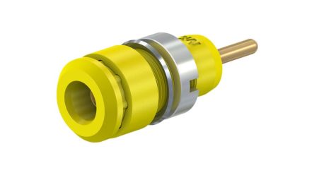 Staubli Yellow Socket Banana Socket, 2mm Connector, Pin Termination, 10A, 600 → 1000V, Gold Plating [65.9194-24]; 564-746