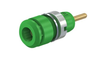 Staubli Green Socket Banana Socket, 2mm Connector, Pin Termination, 10A, 600 → 1000V, Gold Plating [65.9194-25]; 564-748