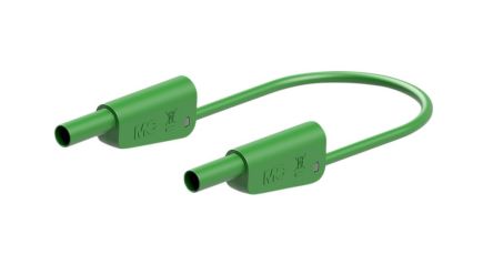 Staubli Test lead, 19A, 30 → 60V, Green, 50cm Lead Length [66.2014-05025]; 564-755