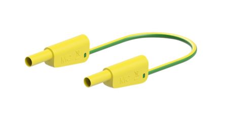 Staubli Test lead, 32A, 600 → 1000V, Green/Yellow, 75cm Lead Length [66.2015-07520]; 564-774