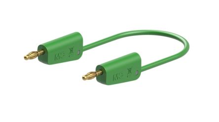 Staubli Test lead, 19A, 30 → 60V, Green, 25cm Lead Length [64.1033-02525]; 564-789
