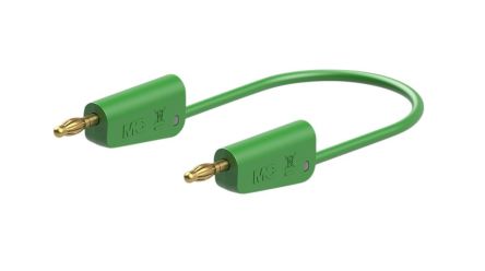 Staubli Test lead, 32A, 30 → 60V, Green, 50cm Lead Length [64.1034-05025]; 564-805