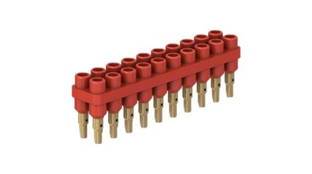 Staubli Red Socket Banana Socket, 2mm Connector, Solder Termination, 10A, 30 → 60V, Gold Plating [63.9356-22]; 564-862