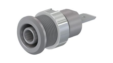 Staubli Grey Socket Banana Socket, 4 mm Connector, Screw Termination, 32A, 1kV, Nickel Plating [49.7046-28]; 564-875