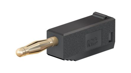Staubli Black Plug Banana Plug, 2mm Connector, Solder Termination, 10A, 30 → 60V, Gold Plating [22.2616-21]; 564-878