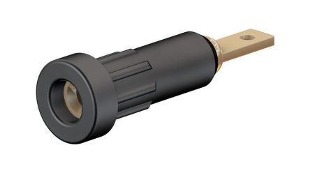 Staubli Black Socket Banana Socket, 4 mm Connector, Press Fit Termination, 10A, 30 → 60V, Gold Plating [23.1011-21]; 564-884