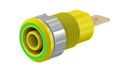 Staubli Green/Yellow Socket Banana Socket, 4 mm Connector, Screw Termination, 32A, 1kV, Gold Plating [23.3060-20]; 564-885