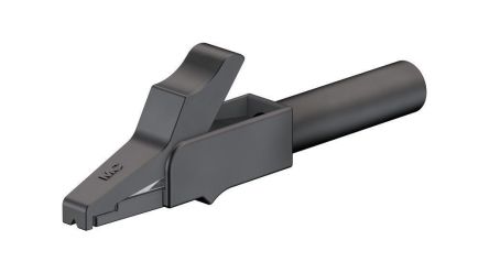 Staubli Crocodile Clip 4 mm Crocodile Clip Connection, Nickel Contact, 15A, Black [24.0157-21]; 564-890