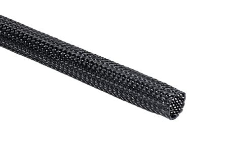 HellermannTyton Expandable Braided PET Black Cable Sleeve, 30mm Diameter, 50m Length, Helagaine HEGP Series [170-13000 HEGP30-PET-BK]; 565-590