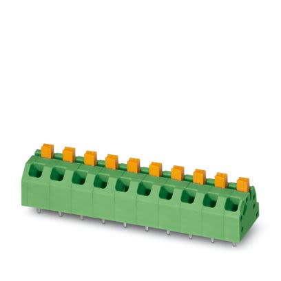 Phoenix Contact SPTAF Series PCB Terminal Block, 10-Contact, 5mm Pitch, Wave Soldering, 1-Row, Push In Spring [1071057]; 565-607