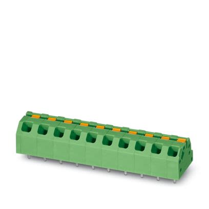 Phoenix Contact SPTAF Series PCB Terminal Block, 10-Contact, 5mm Pitch, Wave Soldering, 1-Row, Push In Spring [1071078]; 565-710