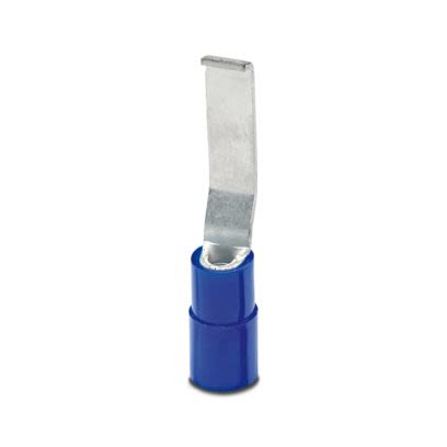 Phoenix Contact Hooked Insulated Blade terminal plug 28.5mm Blade Length, 14AWG to 16AWG, Blue [3240569]; 566-150