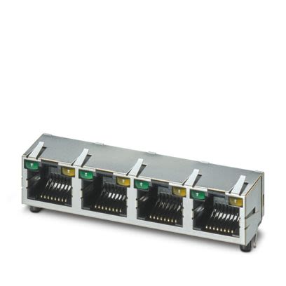 Phoenix Contact Female RJ45 Connector, PCB Mount, Through Hole Straight 4 Port 8 -Way [1149848]; 566-205