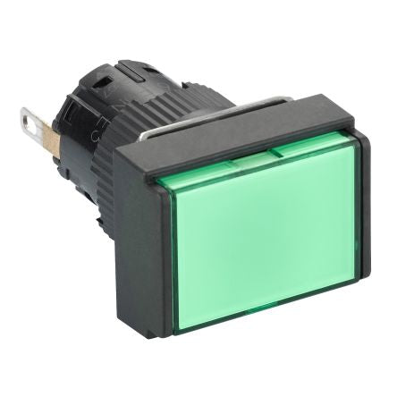 Schneider Electric, XB6E, Panel Mount Green LED Pilot Light, 16mm Cutout, IP65, Rectangular, 24V [XB6EDV3BP]; 577-095