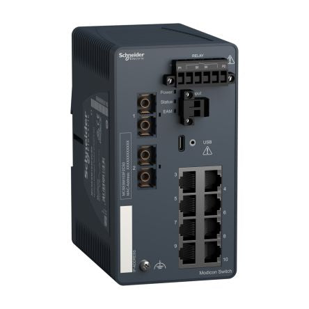 Schneider Electric MCSESM103F2CS0, Managed 10 Port Network Switch [MCSESM103F2CS0]; 577-166
