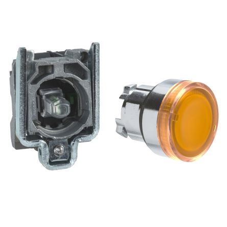 Harmony Series Illuminated Illuminated Push Button Switch, Spring Return, Flush Mount, 22.5mm Cutout, 1 NO, Orange LED, [XB4BW35B1]; 585-490