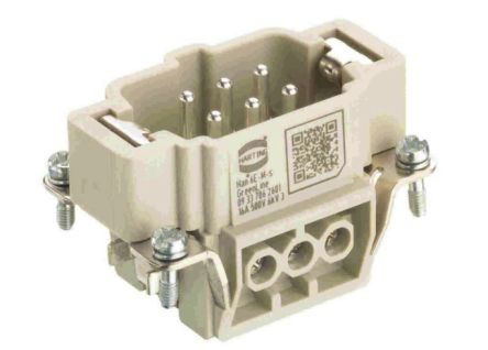 HARTING Heavy Duty Power Connector Insert, 16A, Male, Han E Series, 6 Contacts [09337062601]; 589-557