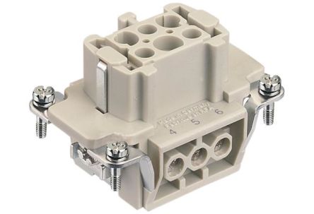 HARTING Heavy Duty Power Connector Insert, 16A, Female, Han E Series, 6 Contacts [09337062701]; 589-558