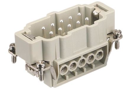 HARTING Heavy Duty Power Connector Insert, 16A, Male, Han E Series, 10 Contacts [09337102601]; 589-559