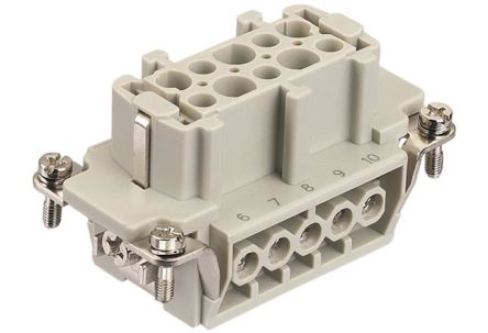 HARTING Heavy Duty Power Connector Insert, 16A, Female, Han E Series, 10 Contacts [09337102701]; 589-560