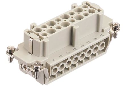 HARTING Heavy Duty Power Connector Insert, 16A, Female, Han E Series, 16 Contacts [09337162701]; 589-562
