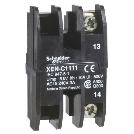 Schneider Electric Harmony Series Contact Block for Use with XACB, XACM, 500V, DPST [XENC1141]; 589-833