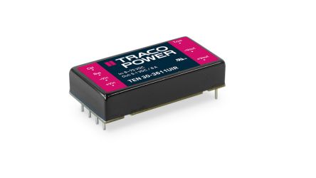 TRACOPOWER TEN 30UIR DC-DC Converter, 5.1V dc/ 6A Output, 9 → 75 V dc Input, 30W, PCB Mount, +90°C Max Temp [TEN 30-3611UIR]; 589-909