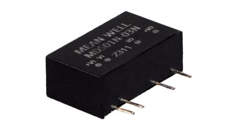 MEAN WELL MDS01N DC-DC Converter, 12V dc/ 9 → 84mA Output, 21.6 → 26.4 V dc Input, 1W, Through Hole, [MDS01N-12N]; 590-642