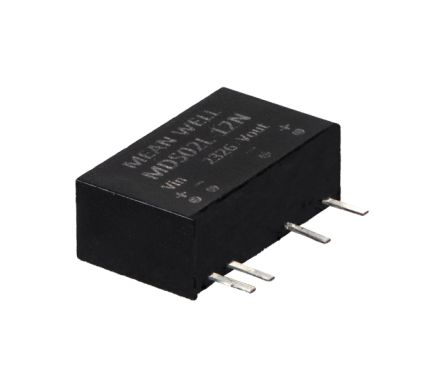 MEAN WELL MDS02L DC-DC Converter, 12V dc/ 17 → 167mA Output, 4.5 → 5.5 V dc Input, 2W, Through Hole, [MDS02L-12N]; 590-662