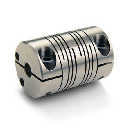 Ruland Beam Coupling, 25.4mm Outside Diameter, 9mm Bore, 38.1mm Length Flexible Beam Coupling [FCMR25-9-9-SS]; 592-530