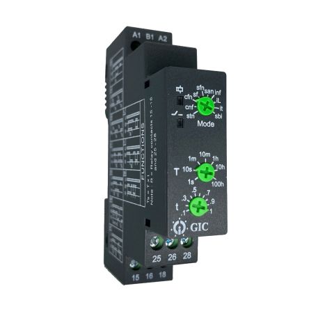 GIC Micon 175 Series Series DIN Rail Mount Timer Relay, 12 → 240V ac/dc, DPDT [1CMDTF]; 597-199