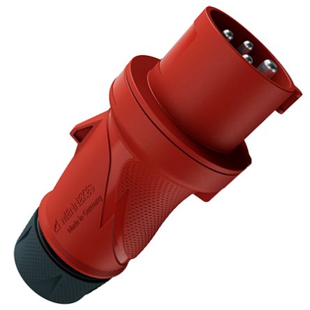 MENNEKES, 135 IP54 Red/Black 4P Industrial Power Plug, Rated At 16A, 400 V No [13558]; 597-583