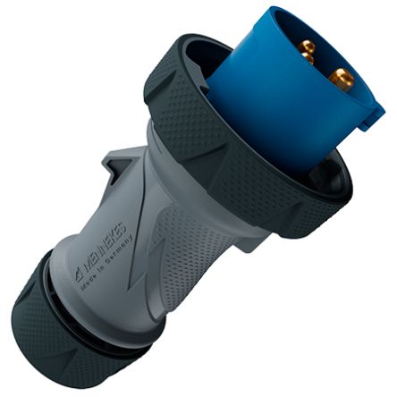 MENNEKES, 136 IP67, IP69 Blue, Grey 3P Industrial Power Plug, Rated At 16A, 230 V No [13620]; 597-607