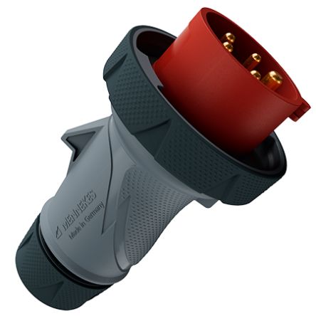 MENNEKES, 136 IP67, IP69 Grey, Red 5P Industrial Power Plug, Rated At 16A, 400 V No [13624]; 597-610