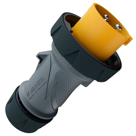 MENNEKES, 136 IP67, IP69 Grey, Yellow 3P Industrial Power Plug, Rated At 16A, 110 V No [13630]; 597-614