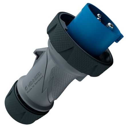 MENNEKES, 136 IP67, IP69 Blue, Grey 3P Industrial Power Plug, Rated At 16A, 230 V No [13631]; 597-616