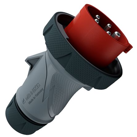 MENNEKES, 136 IP67, IP69 Grey, Red 5P Industrial Power Plug, Rated At 16A, 400 V No [13643]; 597-618