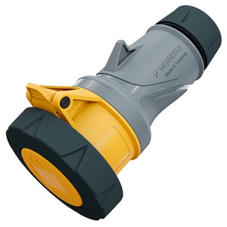 MENNEKES, 146 IP67, IP69 Grey, Yellow 3P Industrial Power, Rated At 16A, 110 V [14619]; 597-624