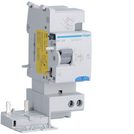 Hager BC Series RCCB, 25A, 2 Pole, 10mA, Type AC, 230/400V [BC226]; 597-890